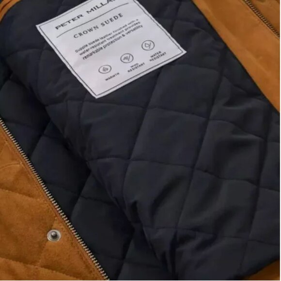 Peter Millar Men's Crown Suede Quilted Coat Jacket Whiskey Brown MF24Z08 $1295 - Picture 10 of 14